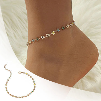 Flower Charm Sterling Silver Anklet for Women