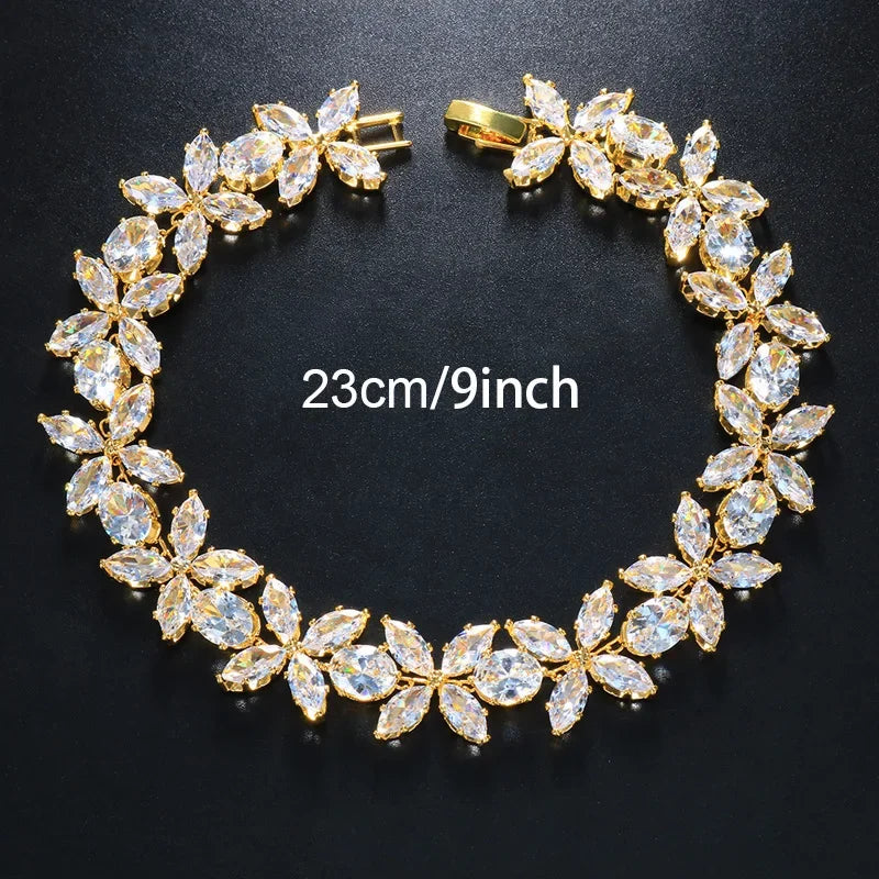 Luxury Cubic Zirconia Flower Anklet