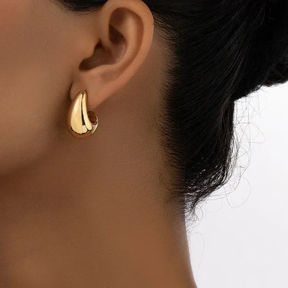 Vintage Gold Plated Teardrop Earrings – Chunky Dome Design for Women