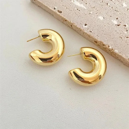 Vintage Gold Plated Teardrop Earrings – Chunky Dome Design for Women