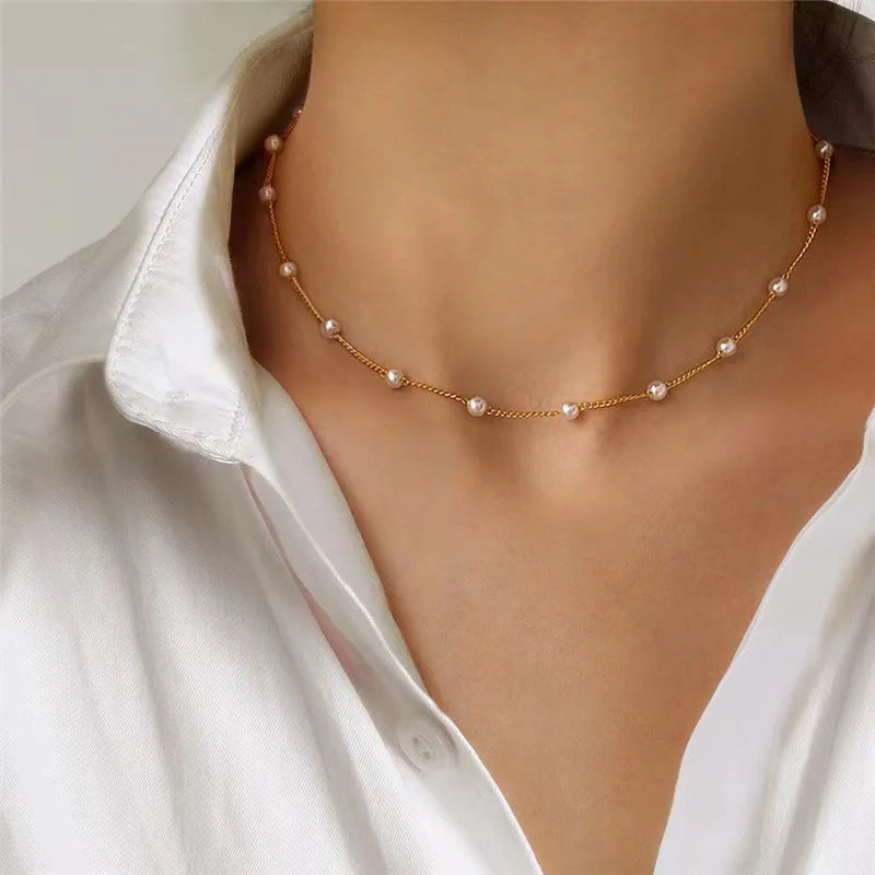 Elegant Pearl & Heart Pendant Double-Layer Necklace