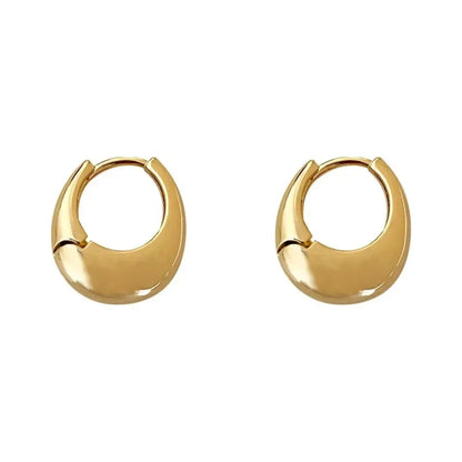 Fashionable Chunky Round Hoop Earrings – Gold & Silver Plated Stainless Steel for Women