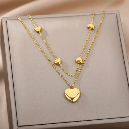 Gold Heart Multilayer Necklace