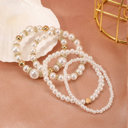 Elegant Pearl Heart Bracelet Set – Timeless Beauty & Grace