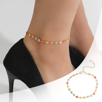 Flower Charm Sterling Silver Anklet for Women