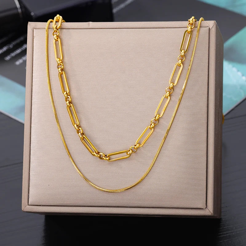 Gold Heart Multilayer Necklace