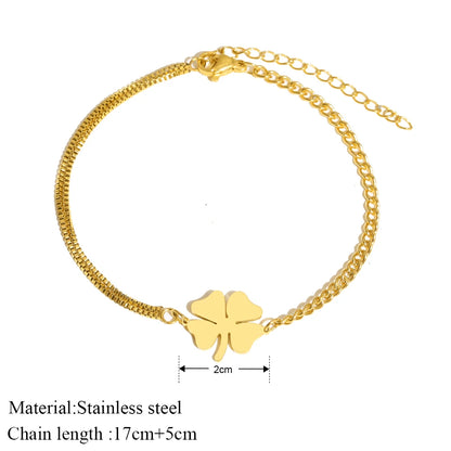 Stylish Lucky Clover Chain Bracelet – High-Quality Stainless Steel