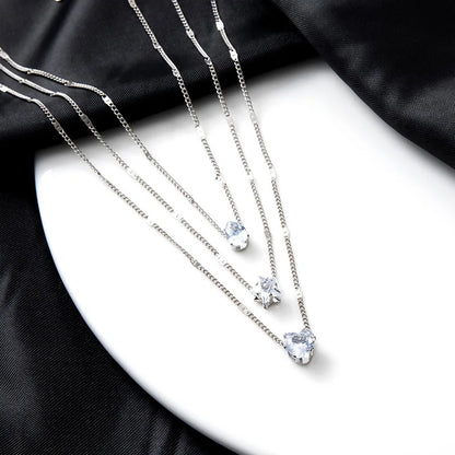 Heart & Star Crystal Pendant Necklace Set