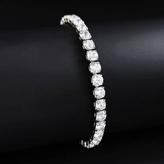 Classic Silver Tennis Bracelet – Cubic Zirconia Crystals for Women & Men