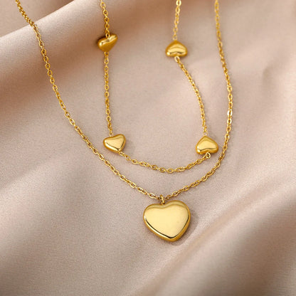 Gold Heart Multilayer Necklace