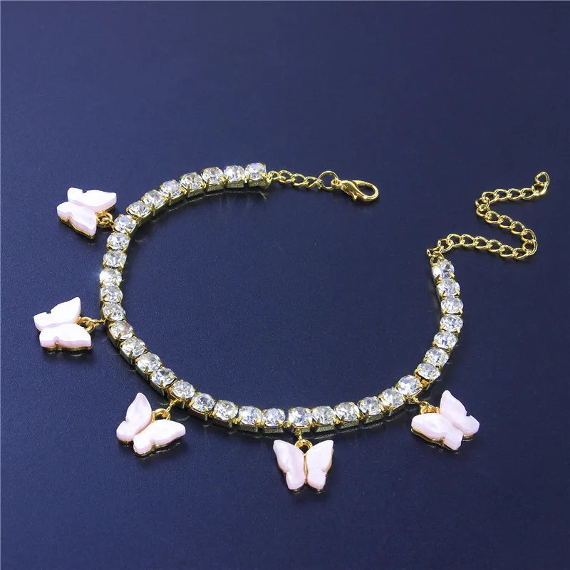 Crystal Butterfly Anklet for Women