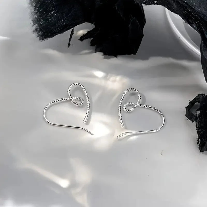 Elegant S925 Sterling Silver Heart-Shaped Hook Earrings – Classic Jewelry Gift for Her