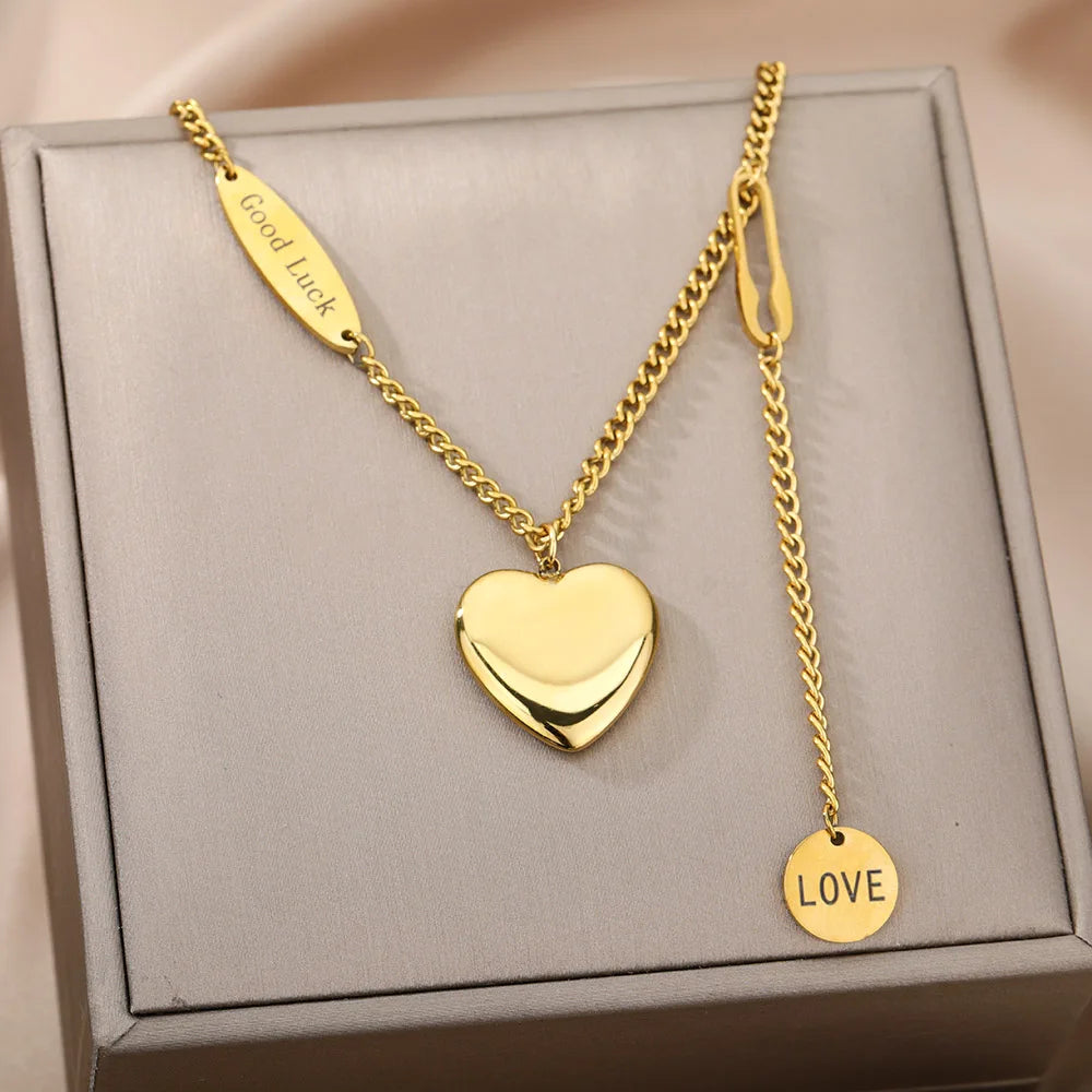 Gold Heart Multilayer Necklace