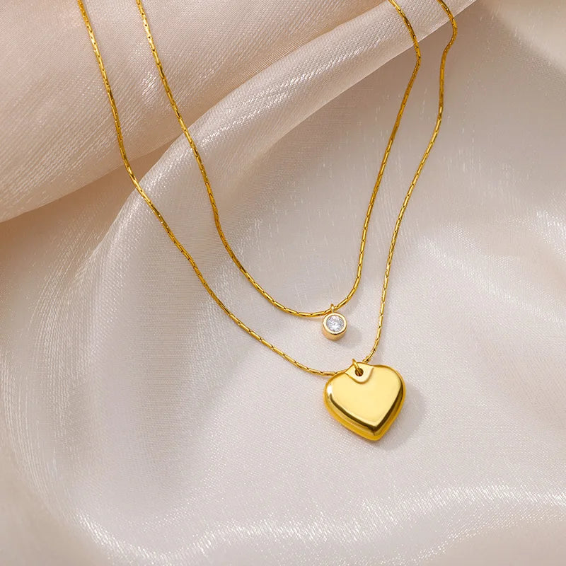 Gold Heart Multilayer Necklace