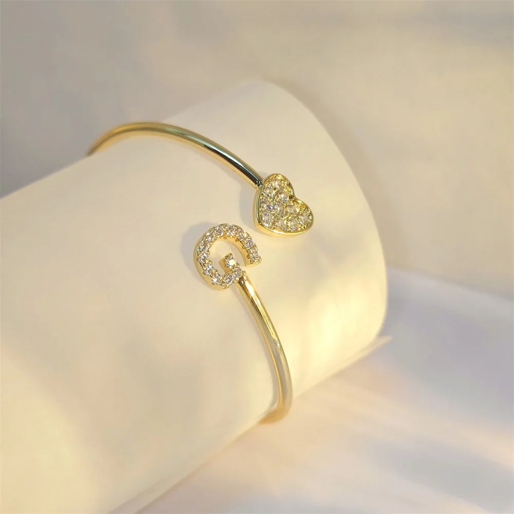 Zircon Initial Cuff Bracelet – A Personalized Touch of Glam