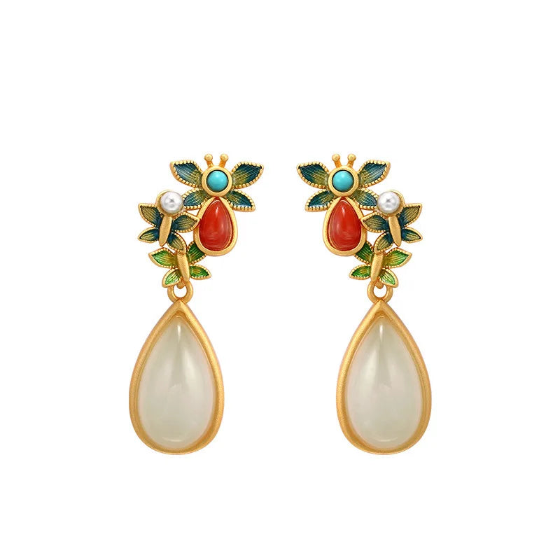 Elegant Water Drop Earrings – Natural Stone Dangle for Wedding & Parties