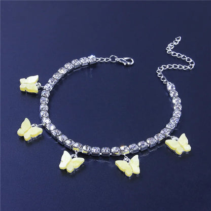 Crystal Butterfly Anklet for Women