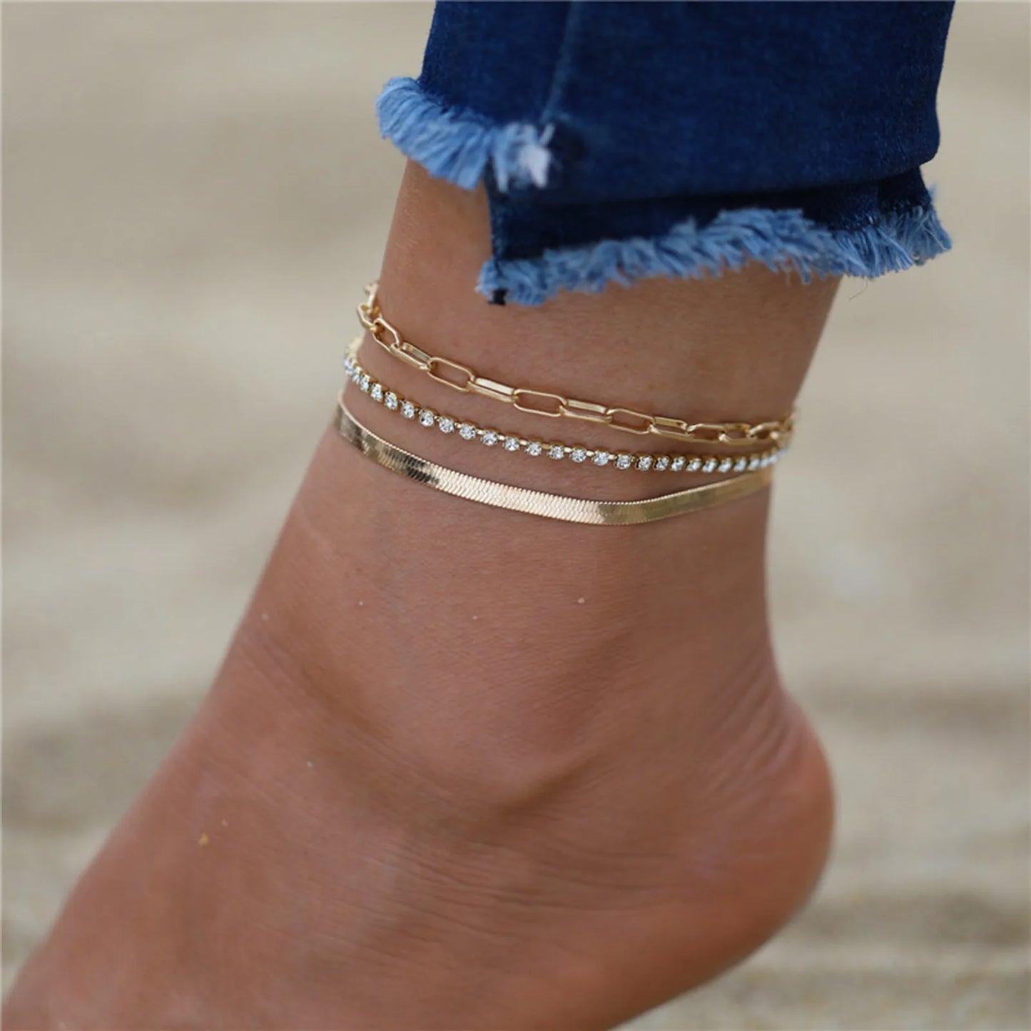 Minimalist Moon & Star Anklet for Women