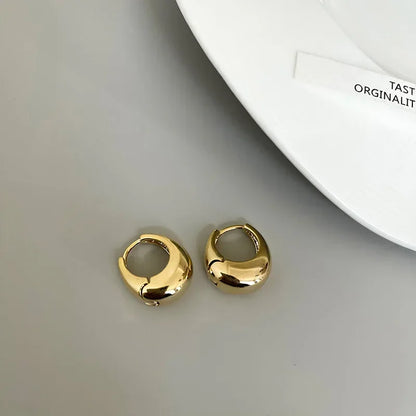 Fashionable Chunky Round Hoop Earrings – Gold & Silver Plated Stainless Steel for Women