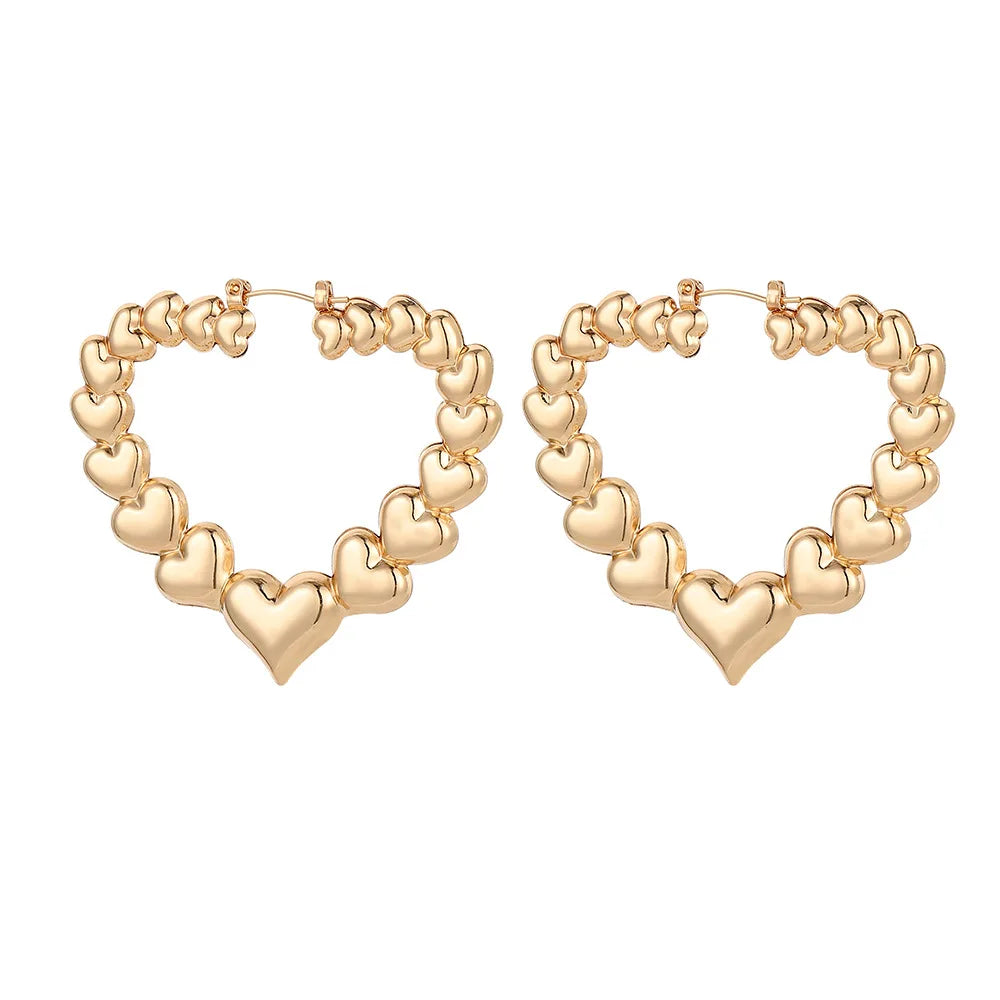 Exaggerated Heart-Shaped Bamboo Earrings for Women – Trendy Statement Jewelry, Perfect Summer Gift