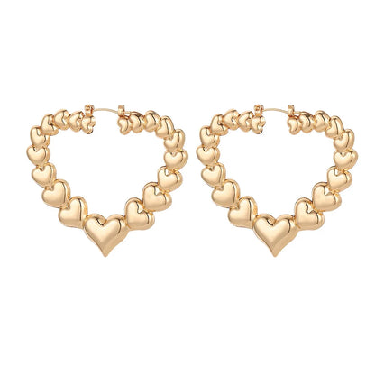 Exaggerated Heart-Shaped Bamboo Earrings for Women – Trendy Statement Jewelry, Perfect Summer Gift