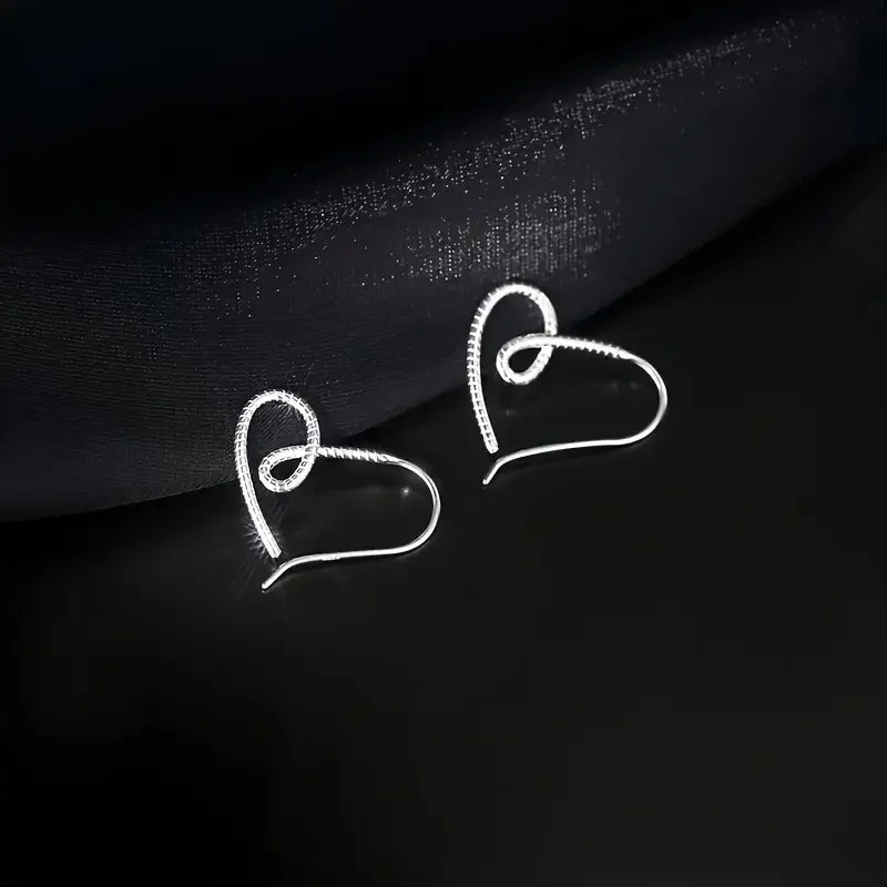 Elegant S925 Sterling Silver Heart-Shaped Hook Earrings – Classic Jewelry Gift for Her