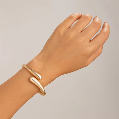 Bold Geometric Waterdrop Cuff Bracelet – Thick Open Design for Women