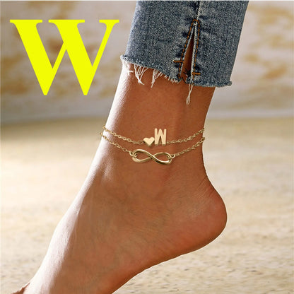 Personalized Heart Initials Anklet