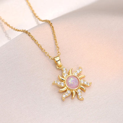 Opal Sun Pendant Necklace