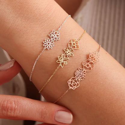 Engraved Birth Month Flower Bracelet – Thoughtful Keepsake for Loved Ones