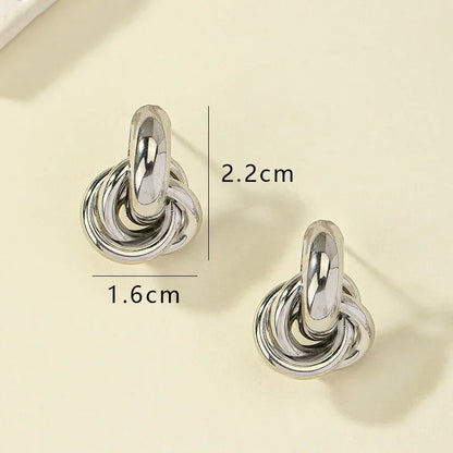 Fashionable Gold and Silver Knot Earrings – Shiny Plated Studs for Women