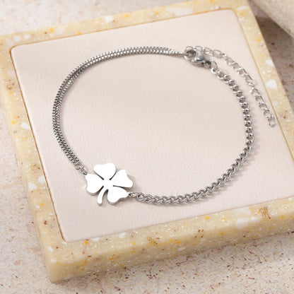 Stylish Lucky Clover Chain Bracelet – High-Quality Stainless Steel