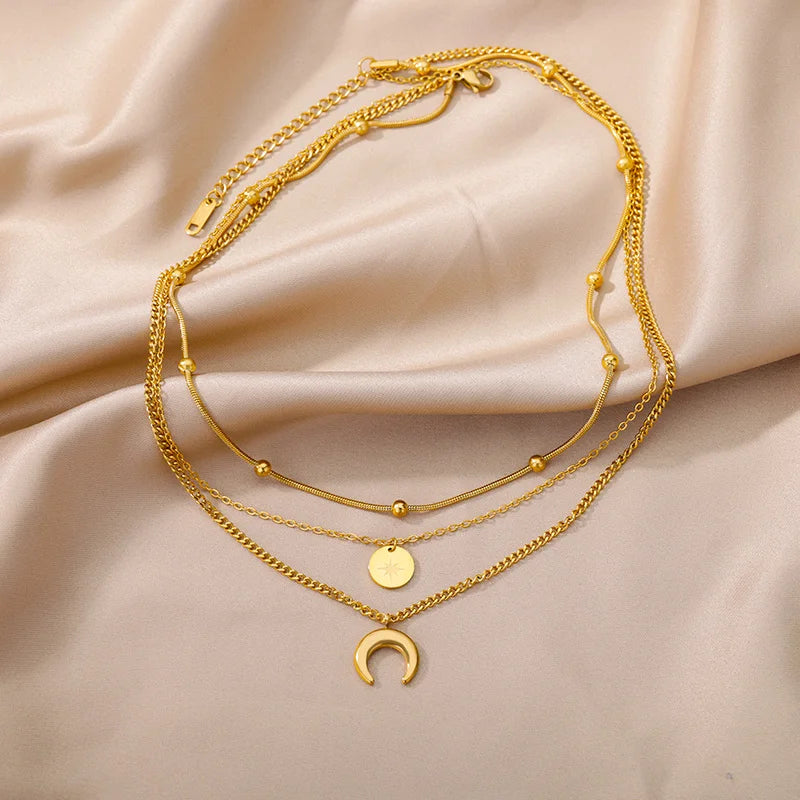 Gold Heart Multilayer Necklace