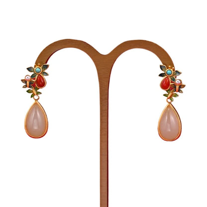 Elegant Water Drop Earrings – Natural Stone Dangle for Wedding & Parties