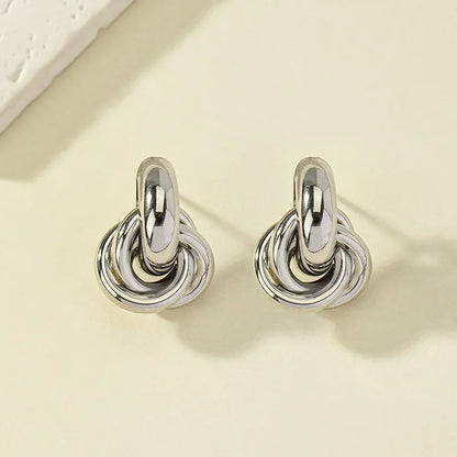 Fashionable Gold and Silver Knot Earrings – Shiny Plated Studs for Women