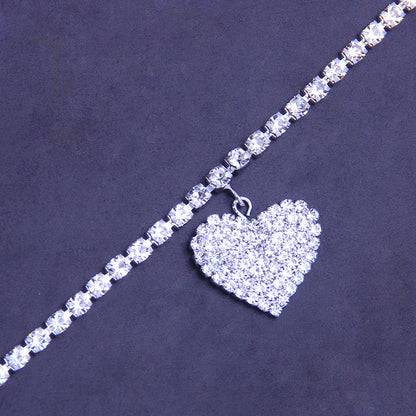 Heart Shaped Rhinestone Anklet for Women