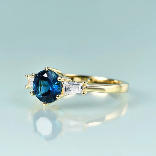 London Blue Topaz Three-Stone Ring