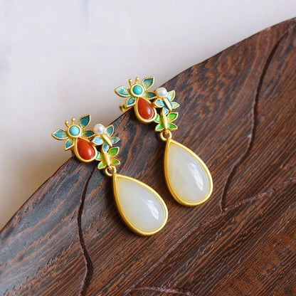 Elegant Water Drop Earrings – Natural Stone Dangle for Wedding & Parties