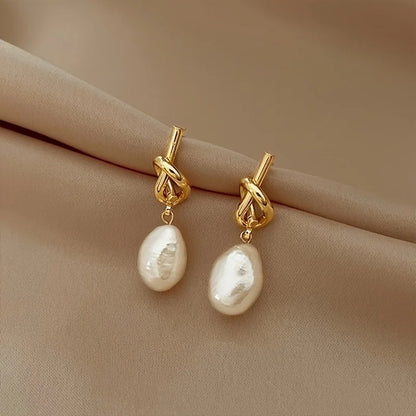 Vintage-Inspired French Knotted Pearl Drop Earrings – Elegant Wedding & Everyday Jewelry