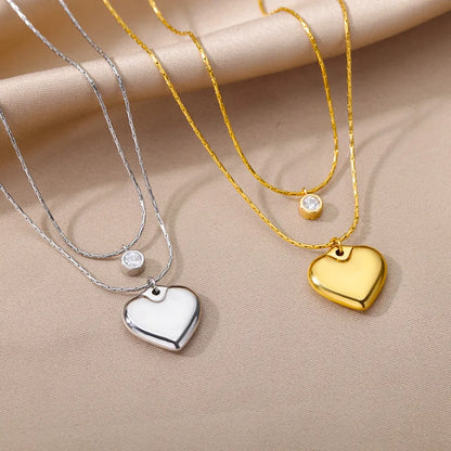 Gold Heart Multilayer Necklace