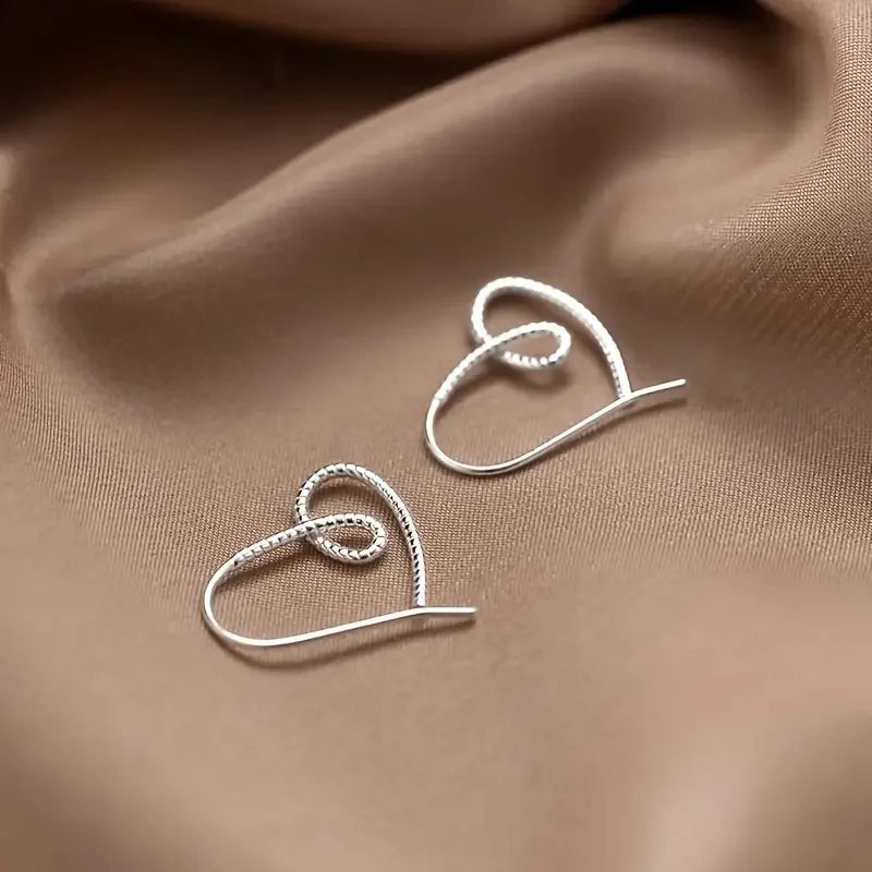 Elegant S925 Sterling Silver Heart-Shaped Hook Earrings – Classic Jewelry Gift for Her