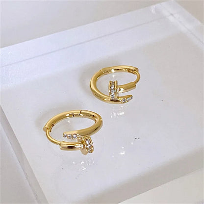 Silver-Plated Zircon Hoop Earrings – Trendy Minimalist Jewelry for Women