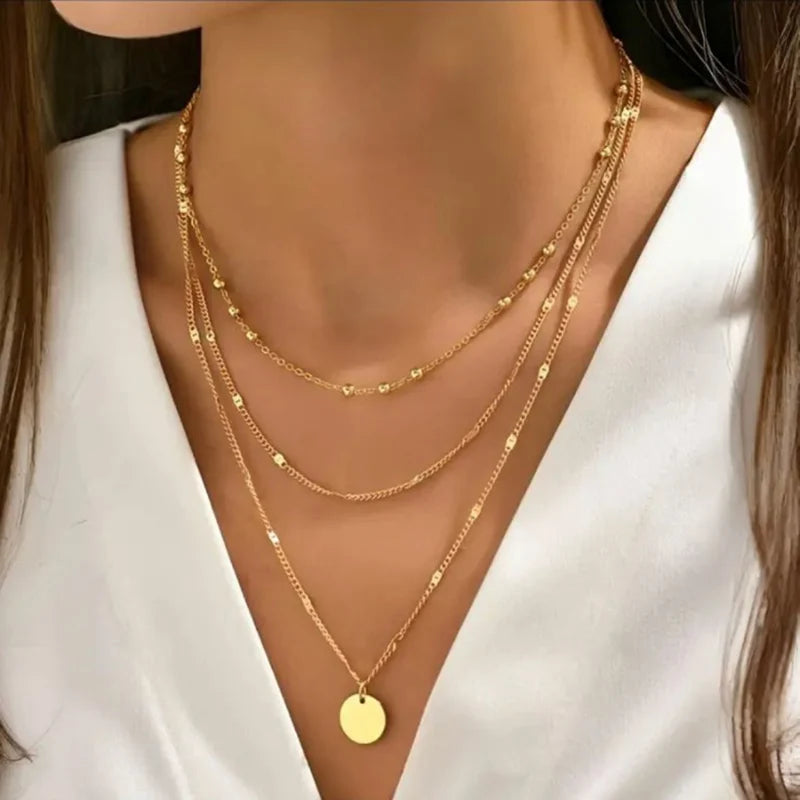 Triple Layer Zircon Clavicle Necklace