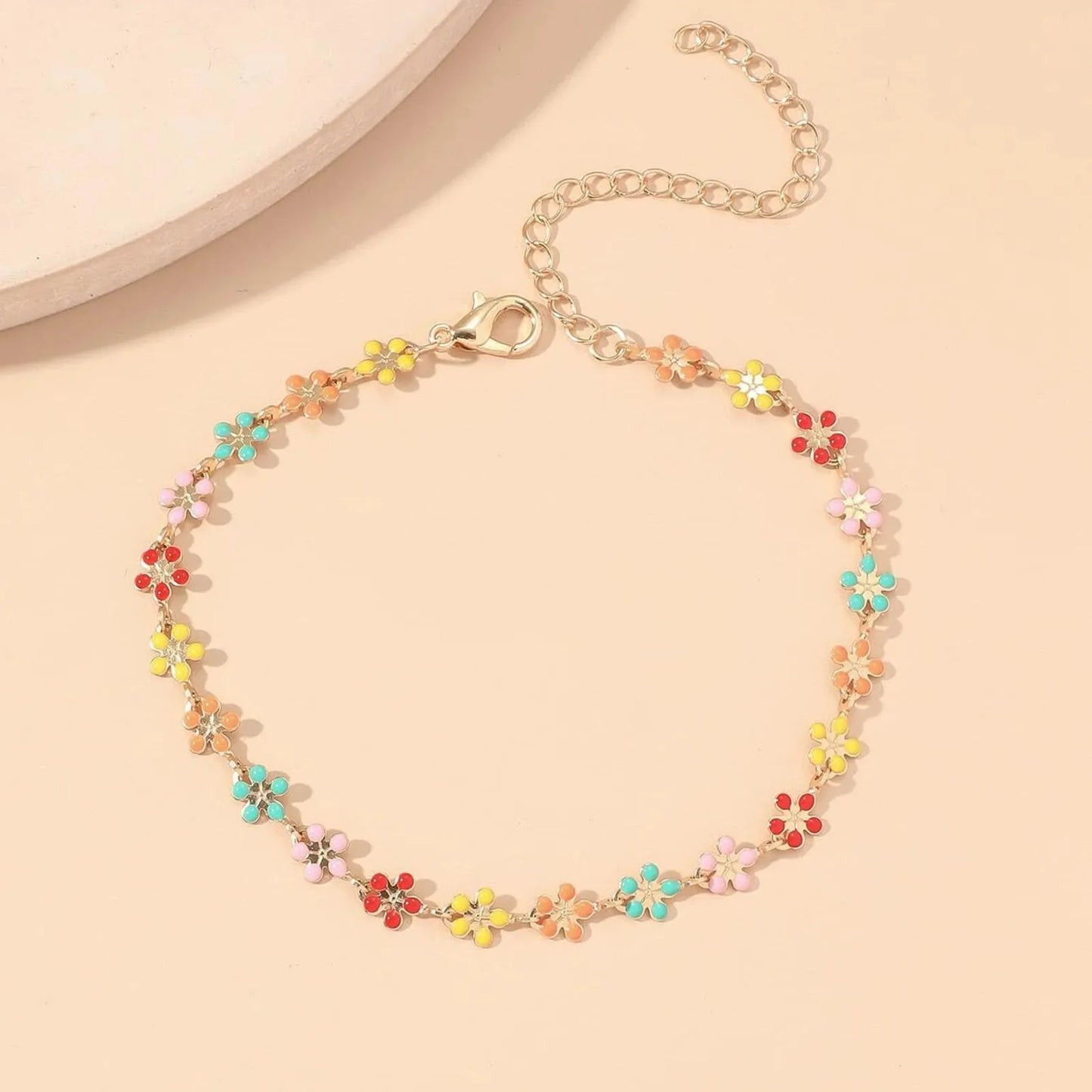 Flower Charm Sterling Silver Anklet for Women