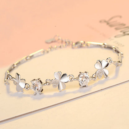 Crystal Four-Leaf Clover Bracelet – A Symbol of Luck & Elegance