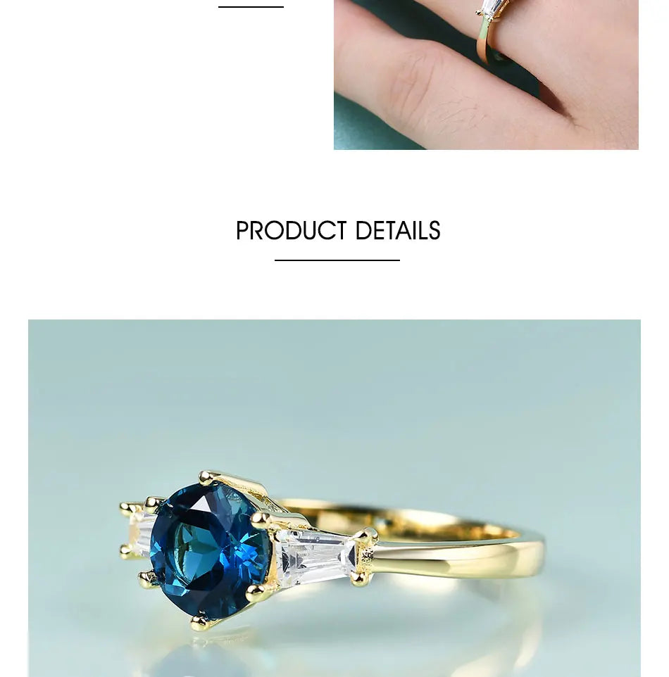 London Blue Topaz Three-Stone Ring