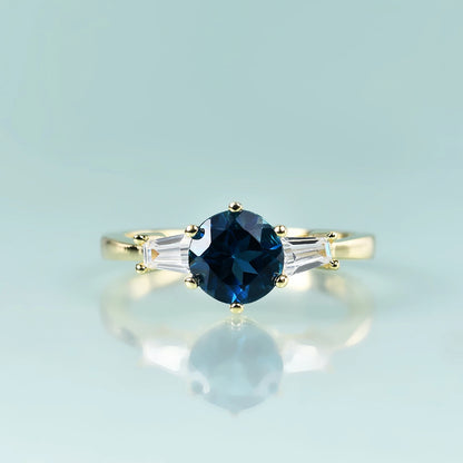 London Blue Topaz Three-Stone Ring