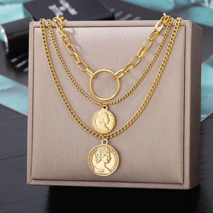 Gold Heart Multilayer Necklace