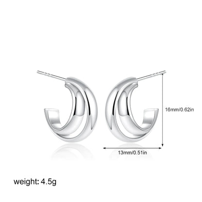 Geometric Gold & Silver Bilayer Stud Earrings – Irregular Metal Texture for Women