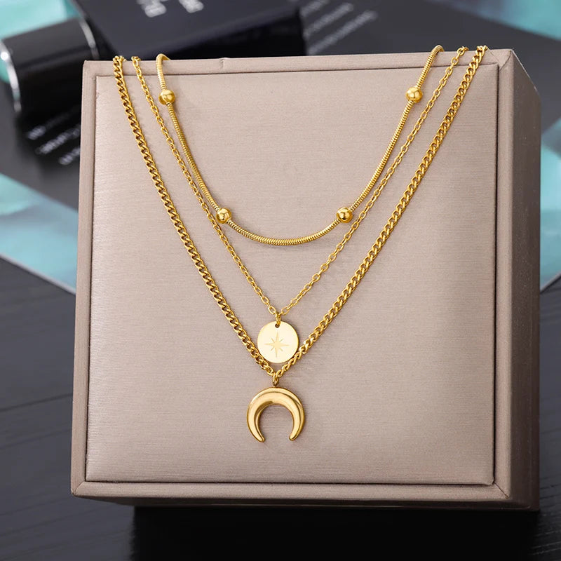 Gold Heart Multilayer Necklace